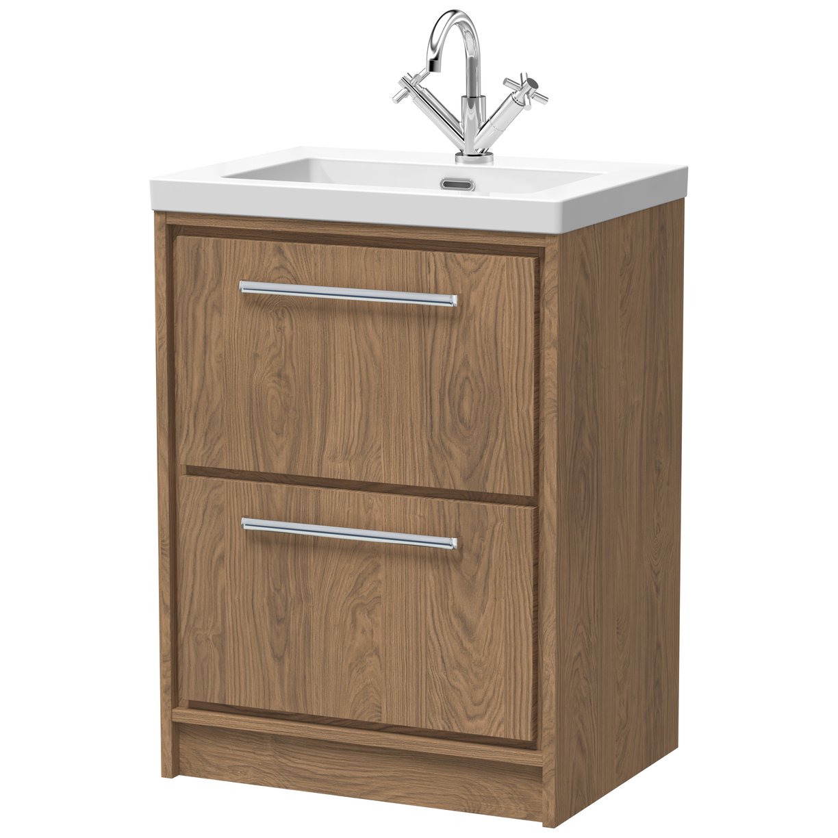 600 FS 2-Drawer Unit & Basin 1TH - Antique Oak