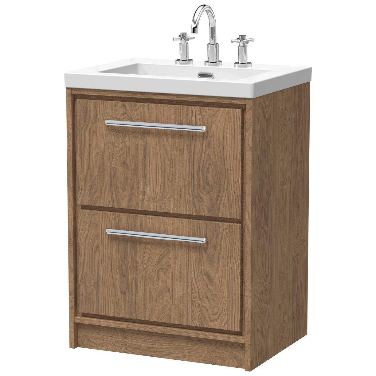600 FS 2-Drawer Unit & Basin 3TH - Antique Oak