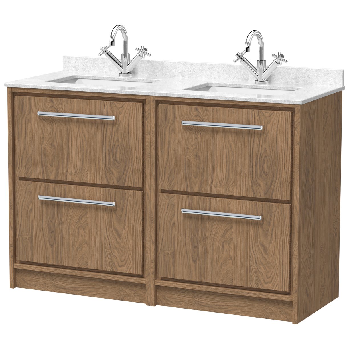 1200 FS 4-Drawer Unit & Marble Worktop w Basin - Antique Oak
