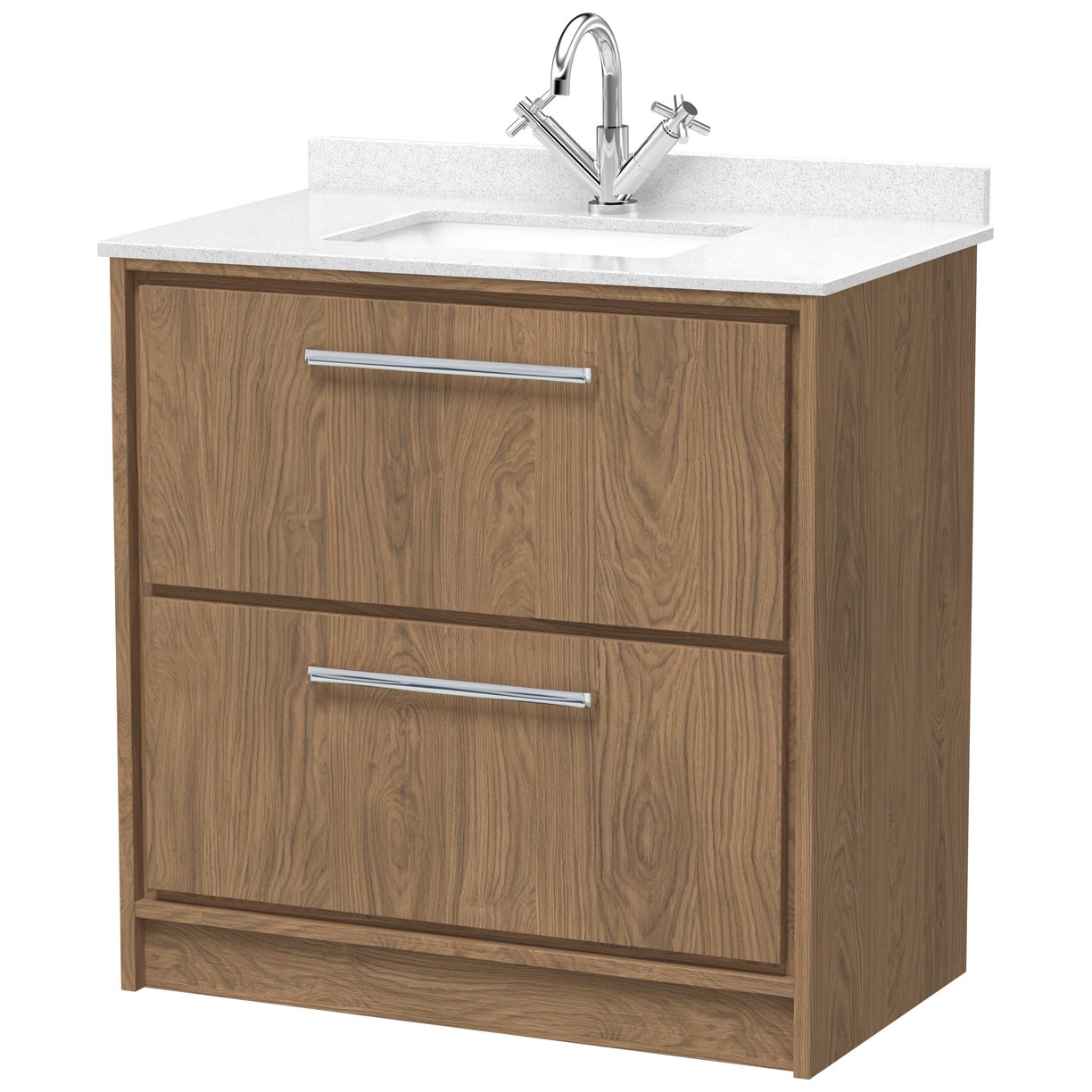 800 FS 2-Drawer Unit & Marble Worktop w Basin - Antique Oak