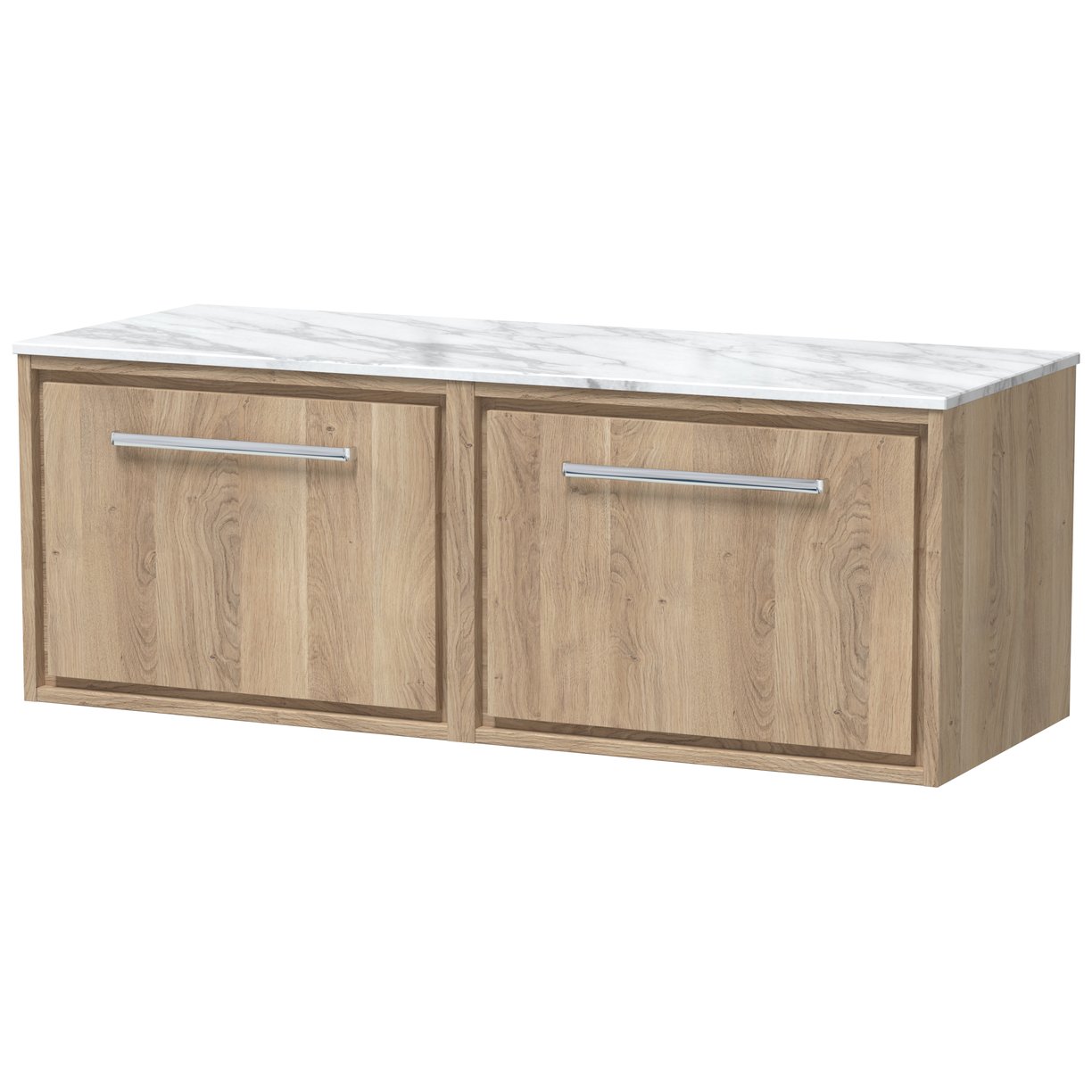 1200 WH Single Drawer Unit & Marble Worktop - Bleached Oak