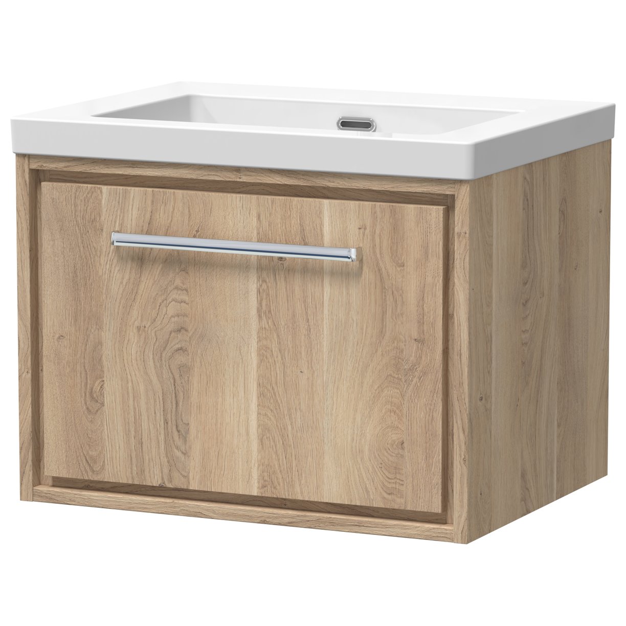 600 WH Single Drawer Unit & Basin 0TH - Bleached Oak