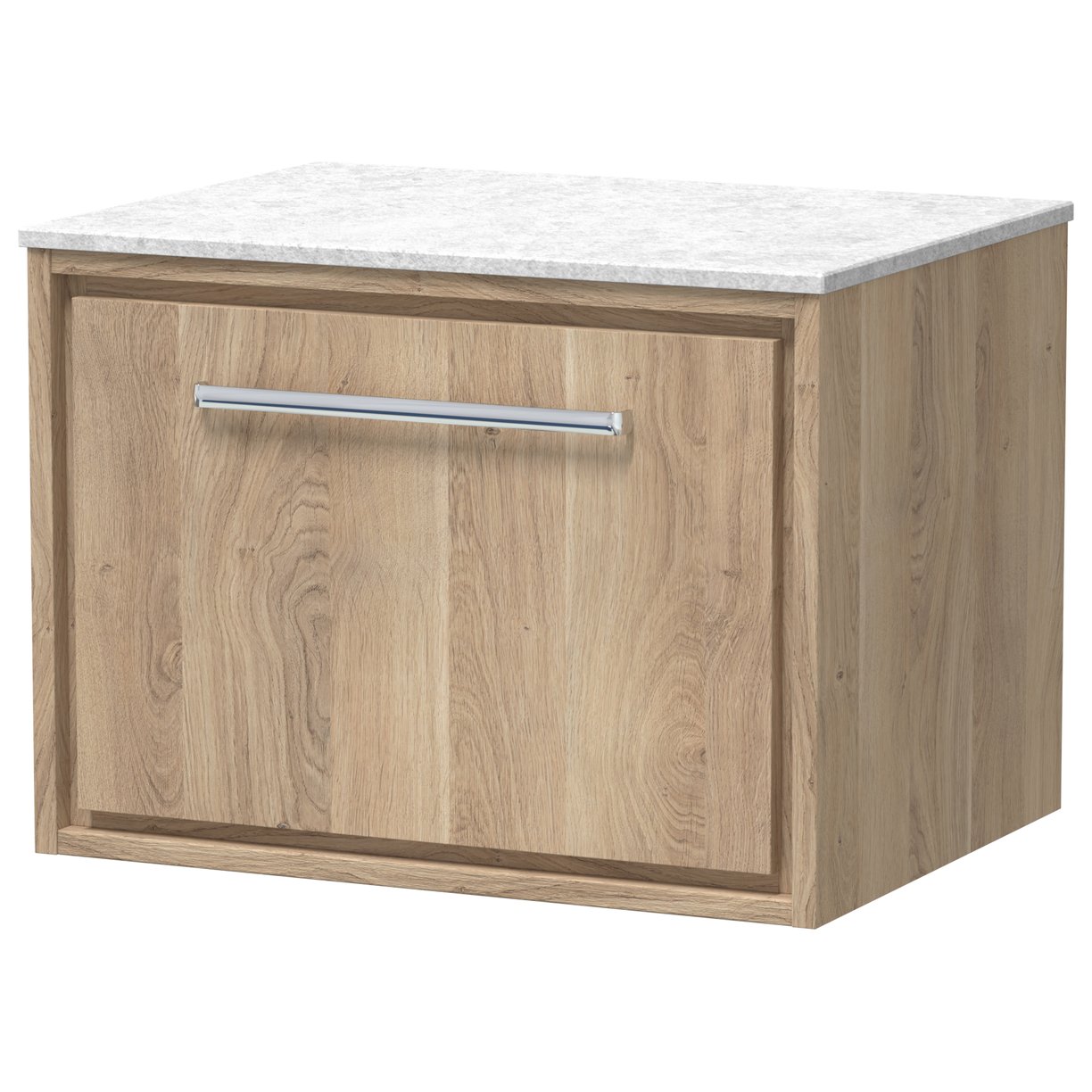 600 WH Single Drawer Unit & Marble Worktop - Bleached Oak