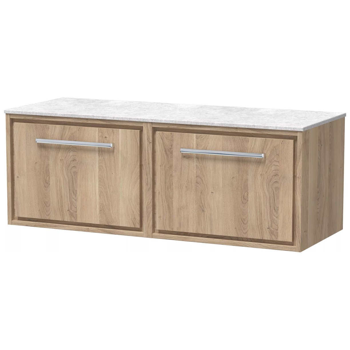 1200 WH Single Drawer Unit & Marble Worktop - Bleached Oak