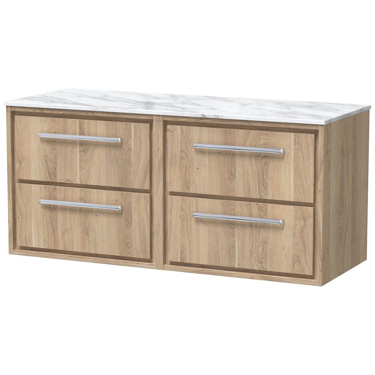 1200 WH 4-Drawer Unit & Marble Worktop - Bleached Oak