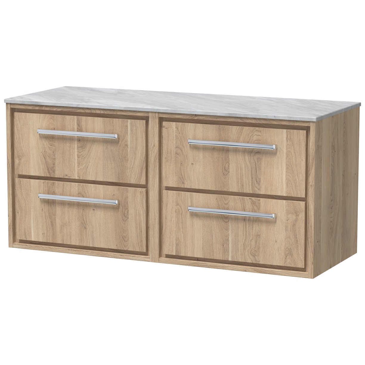1200 WH 4-Drawer Unit & Marble Worktop - Bleached Oak