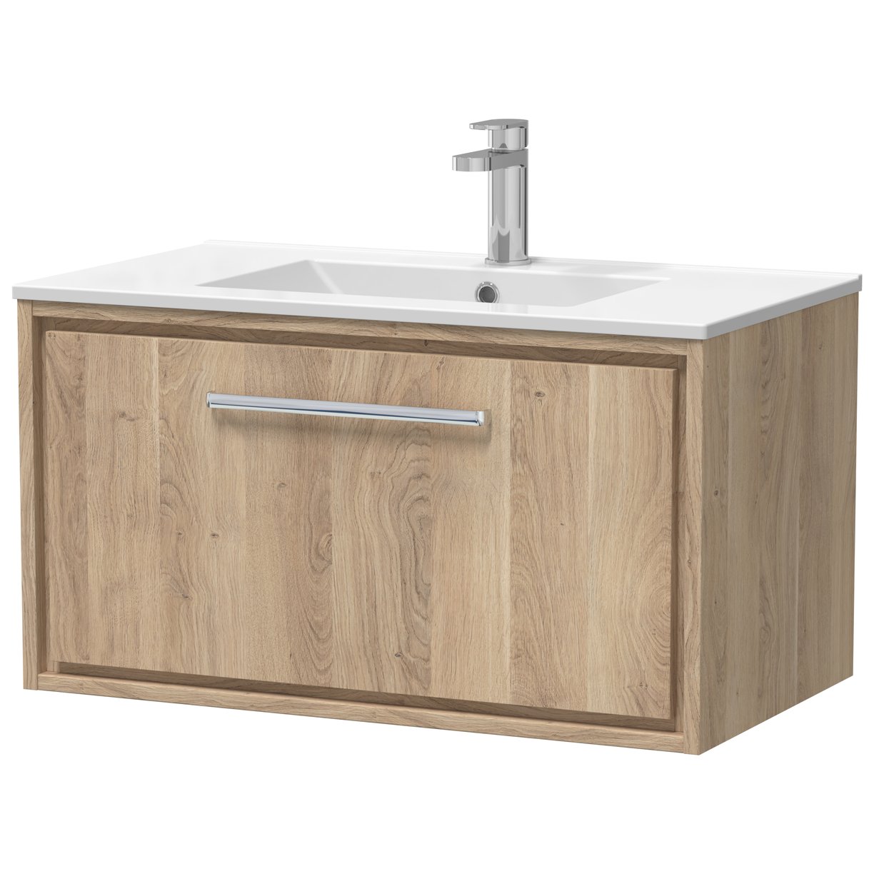 800 WH Single Drawer Unit & Basin 1TH - Bleached Oak