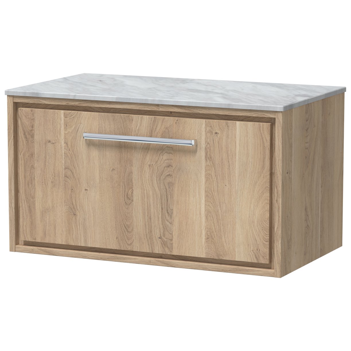 800 WH Single Drawer Unit & Marble Worktop - Bleached Oak