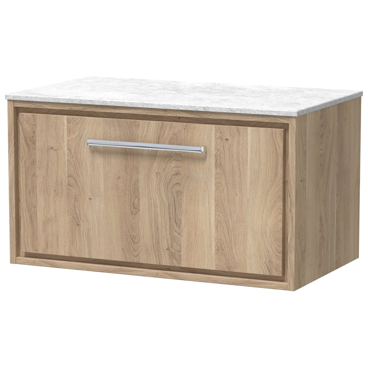 800 WH Single Drawer Unit & Marble Worktop - Bleached Oak