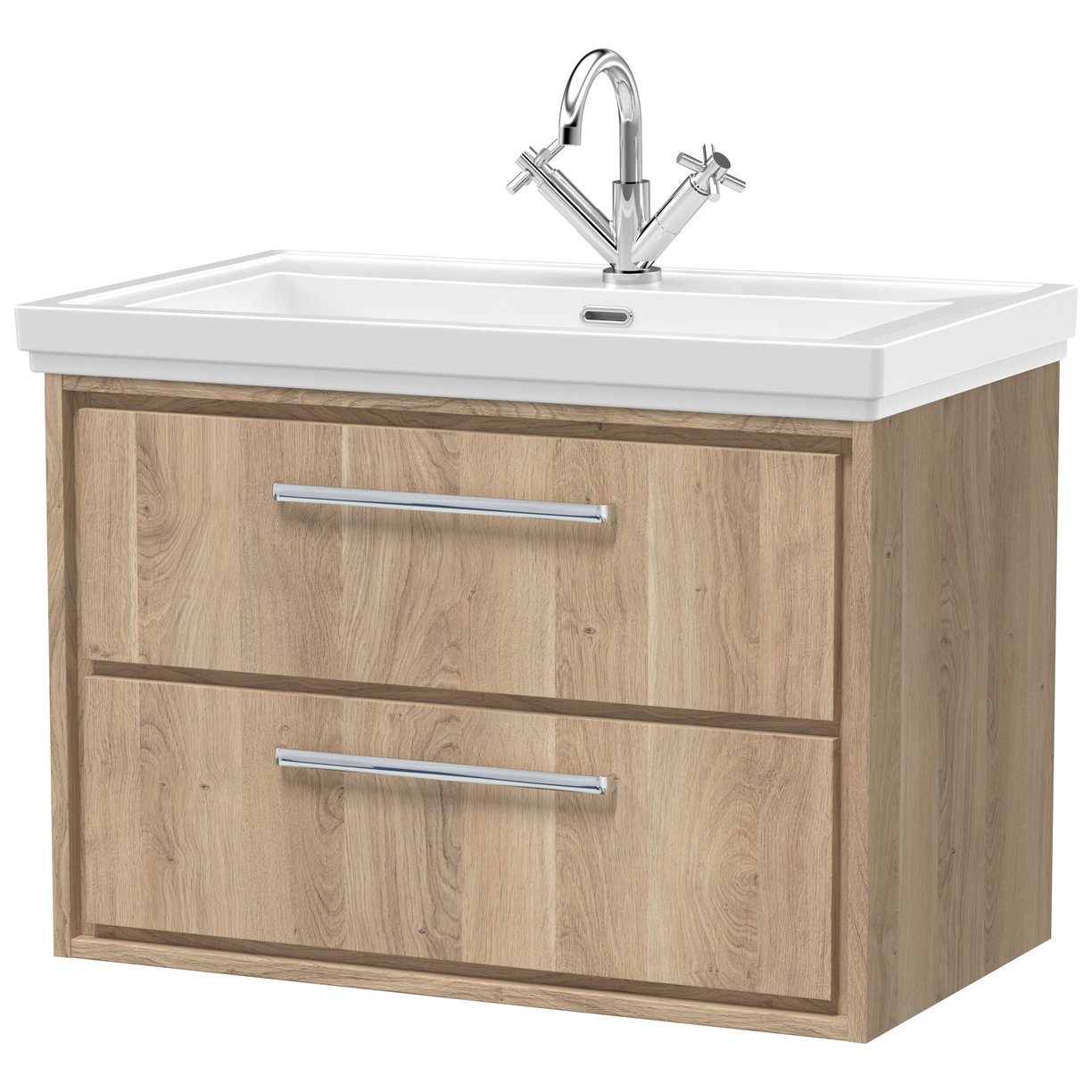 800 WH 2-Drawer Unit & Basin 1TH - Bleached Oak