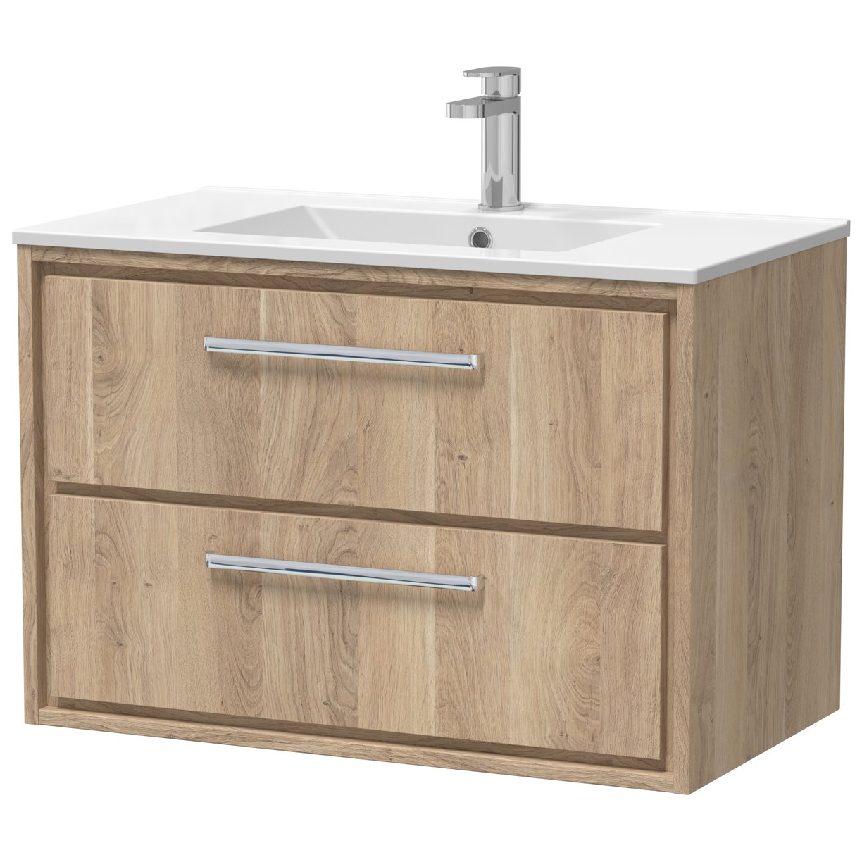 800 WH 2-Drawer Unit & Basin 1TH - Bleached Oak