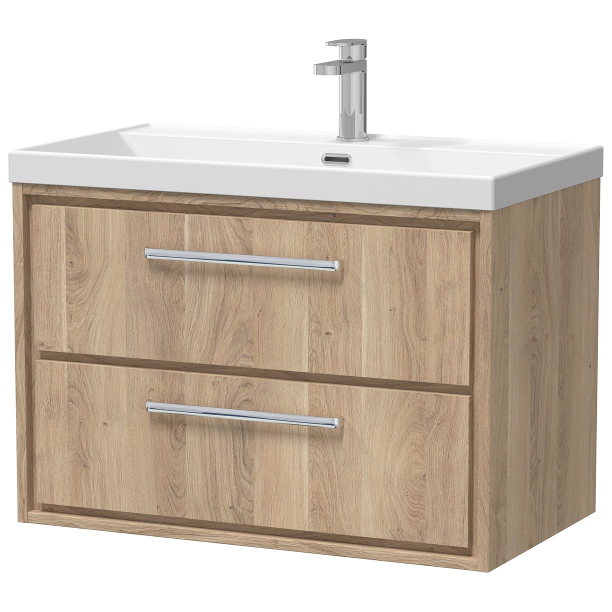 800 WH 2-Drawer Unit & Basin 1TH - Bleached Oak