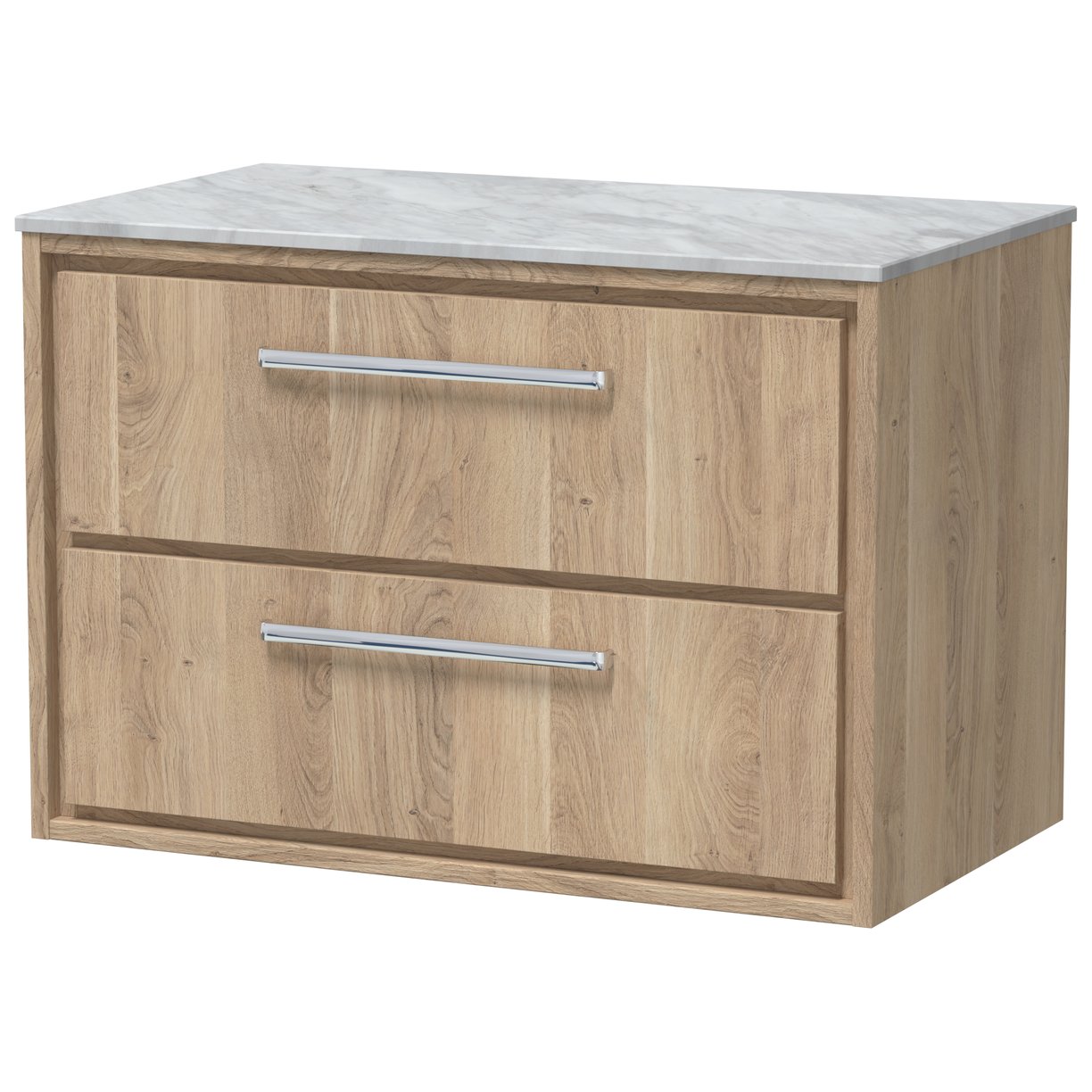 800 WH 2-Drawer Unit & Marble Worktop - Bleached Oak