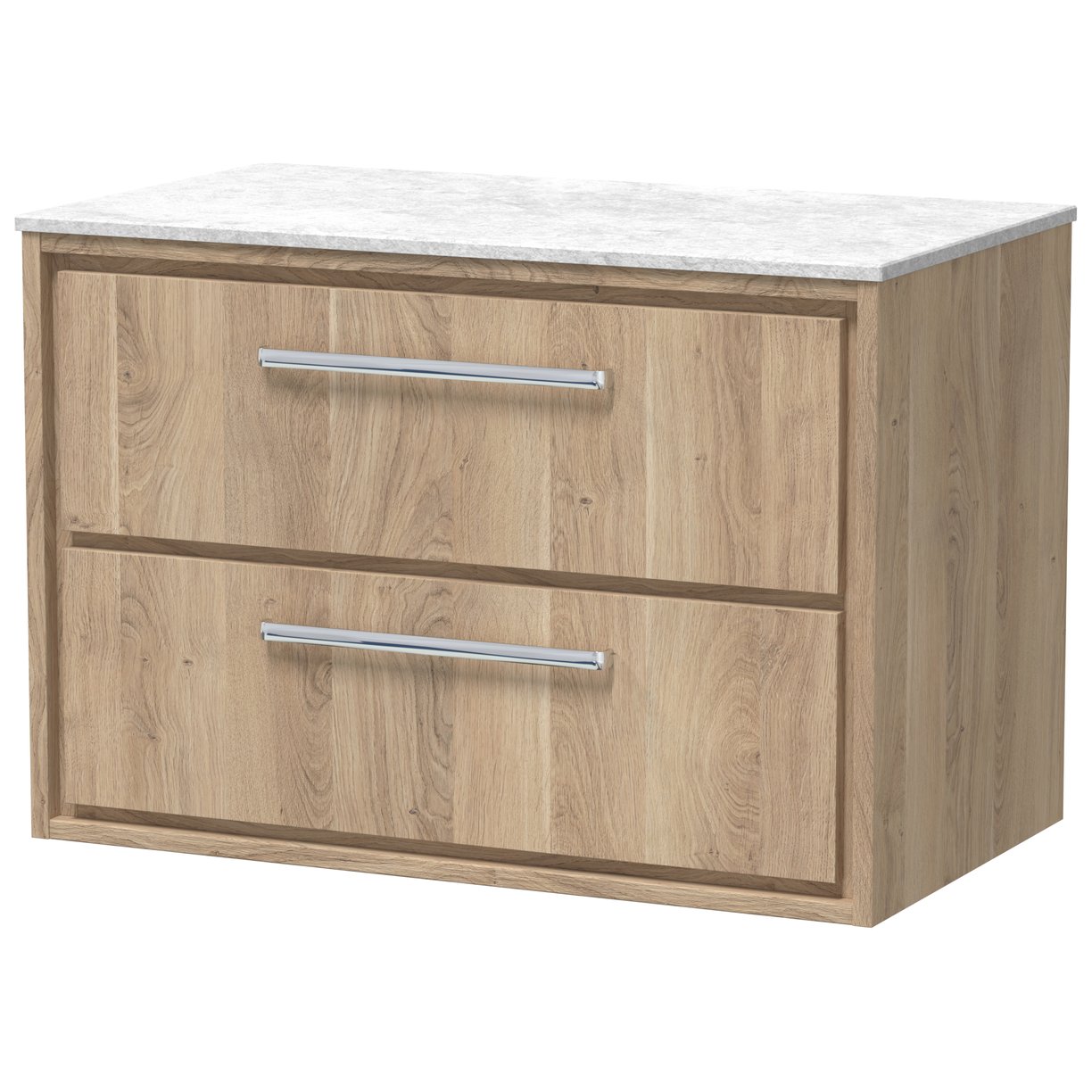 800 WH 2-Drawer Unit & Marble Worktop - Bleached Oak