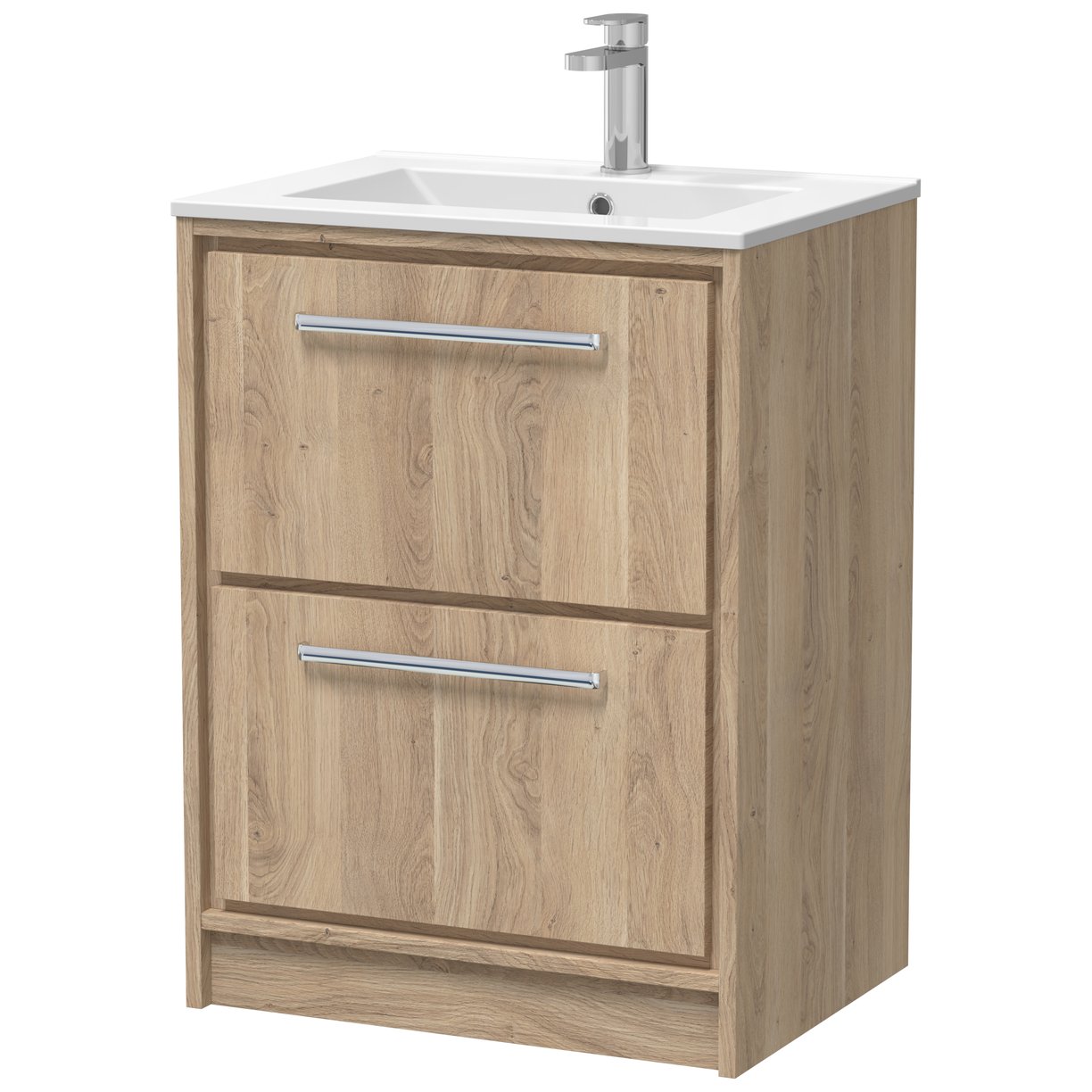 600 FS 2-Drawer Unit & Basin 1TH - Bleached Oak