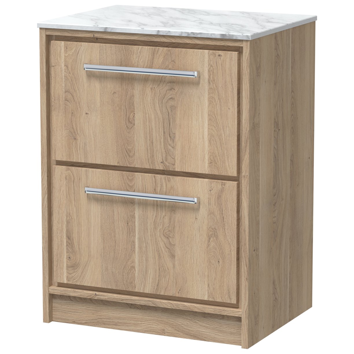 600 FS 2-Drawer Unit & Marble Worktop - Bleached Oak
