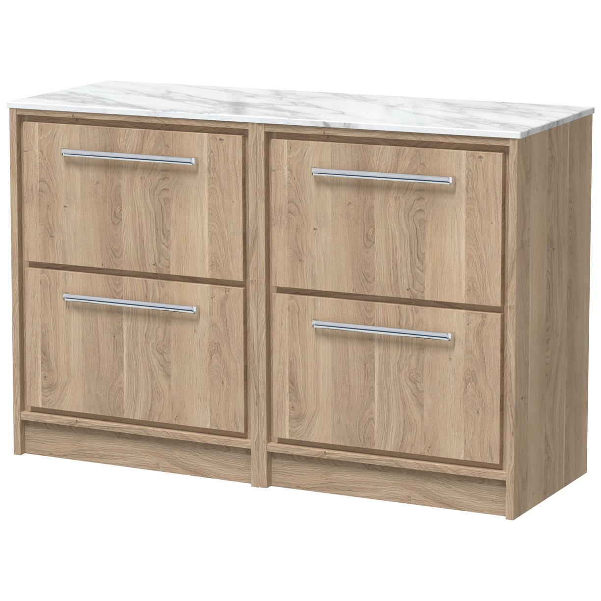 1200 FS 4-Drawer Unit & Marble Worktop - Bleached Oak