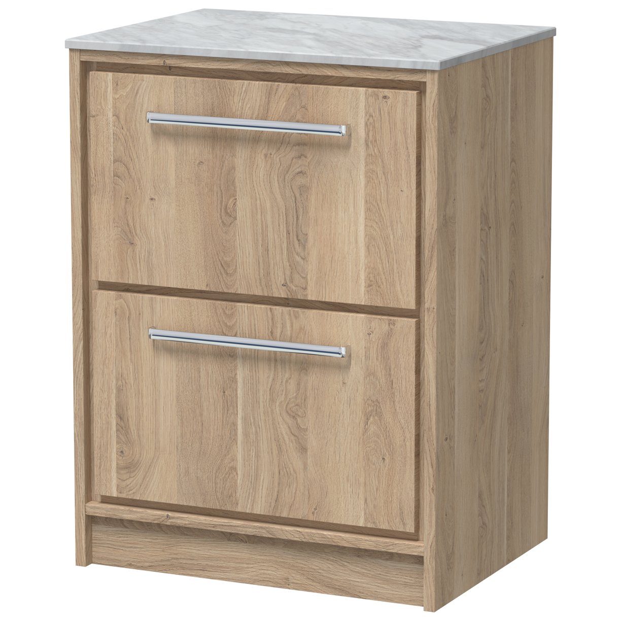 600 FS 2-Drawer Unit & Marble Worktop - Bleached Oak