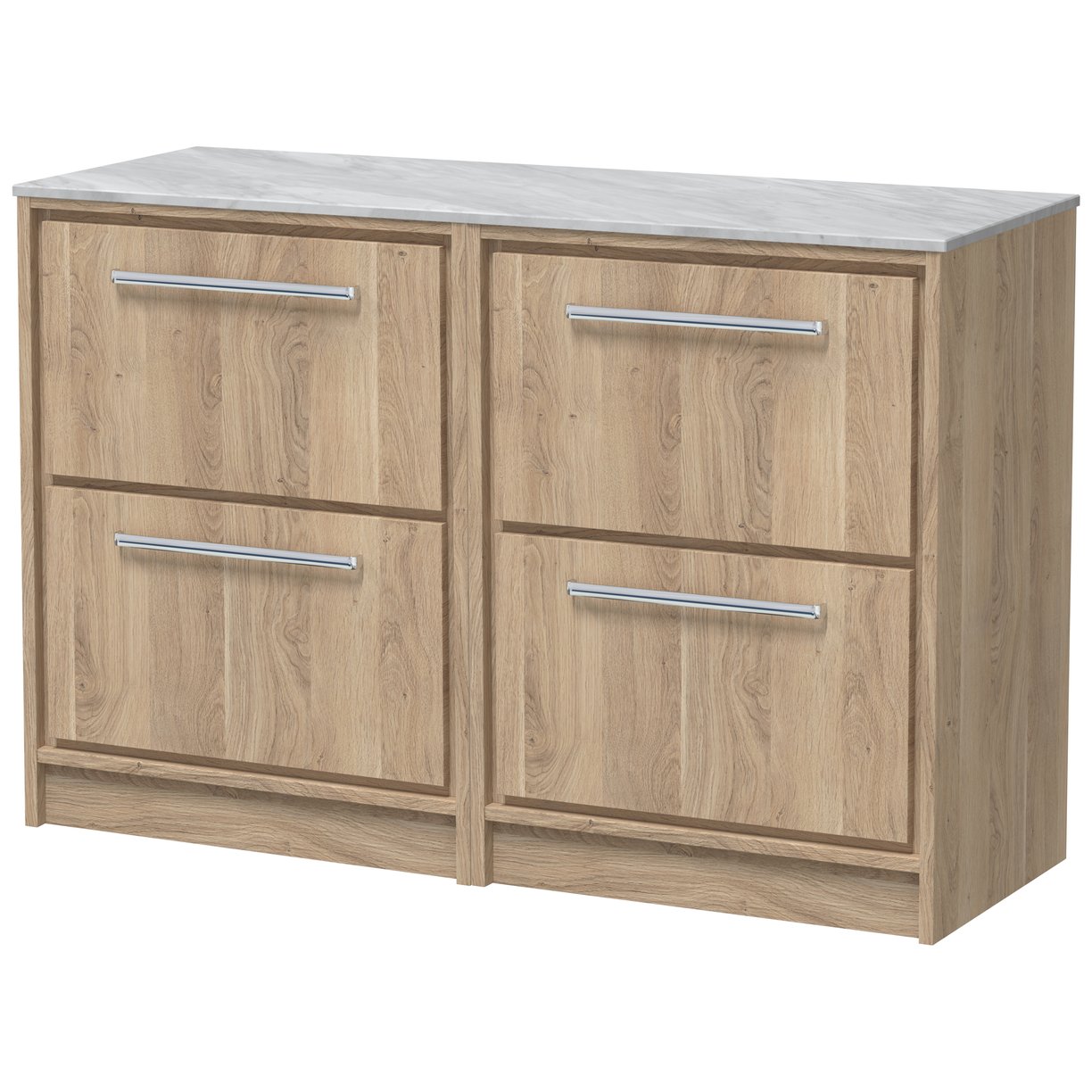 1200 FS 4-Drawer Unit & Marble Worktop - Bleached Oak