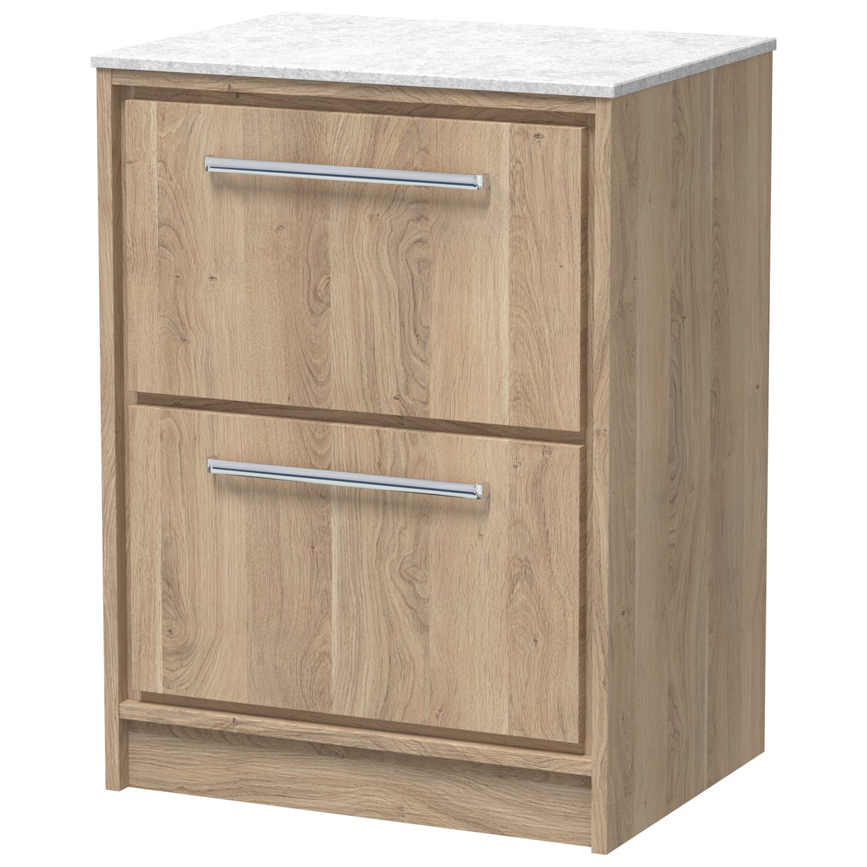 600 FS 2-Drawer Unit & Marble Worktop - Bleached Oak