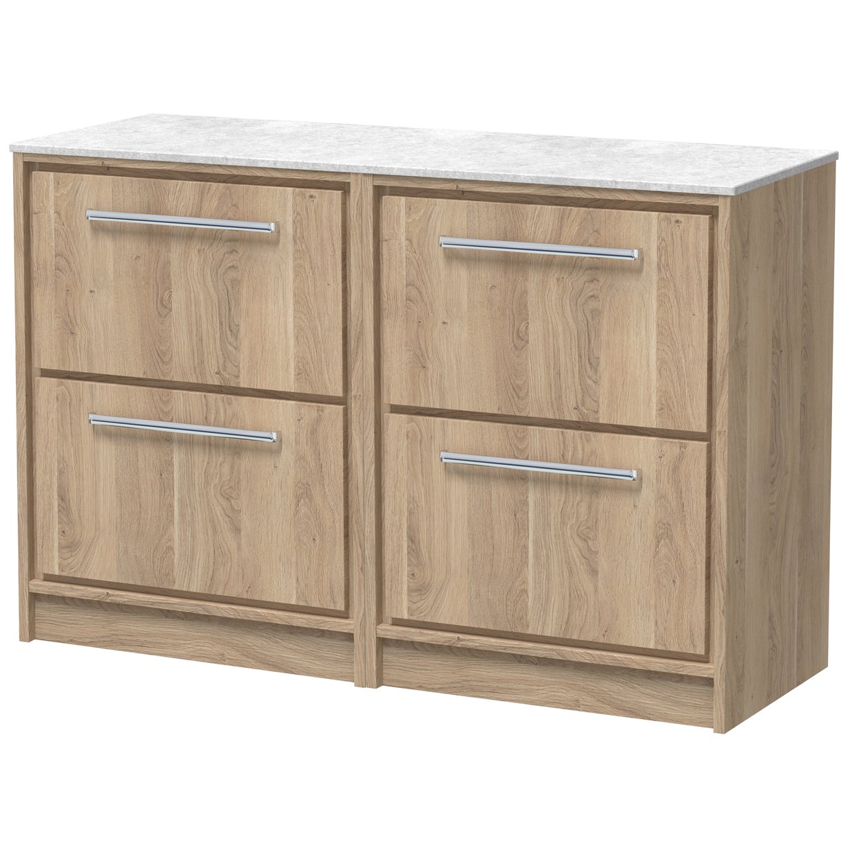 1200 FS 4-Drawer Unit & Marble Worktop - Bleached Oak