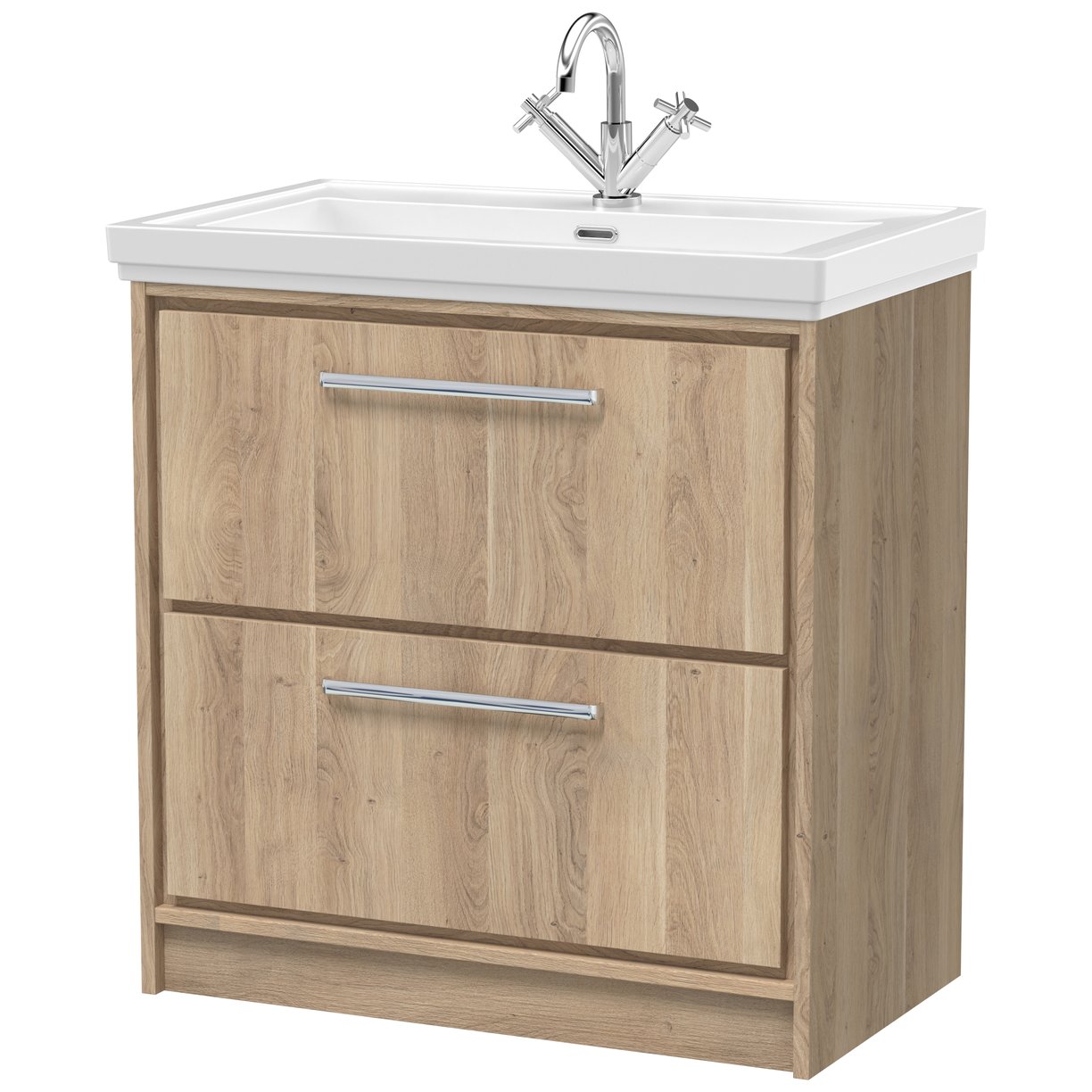 800 FS 2-Drawer Unit & Basin 1TH - Bleached Oak