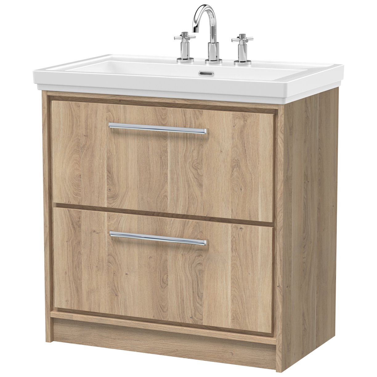 800 FS 2-Drawer Unit & Basin 3TH - Bleached Oak