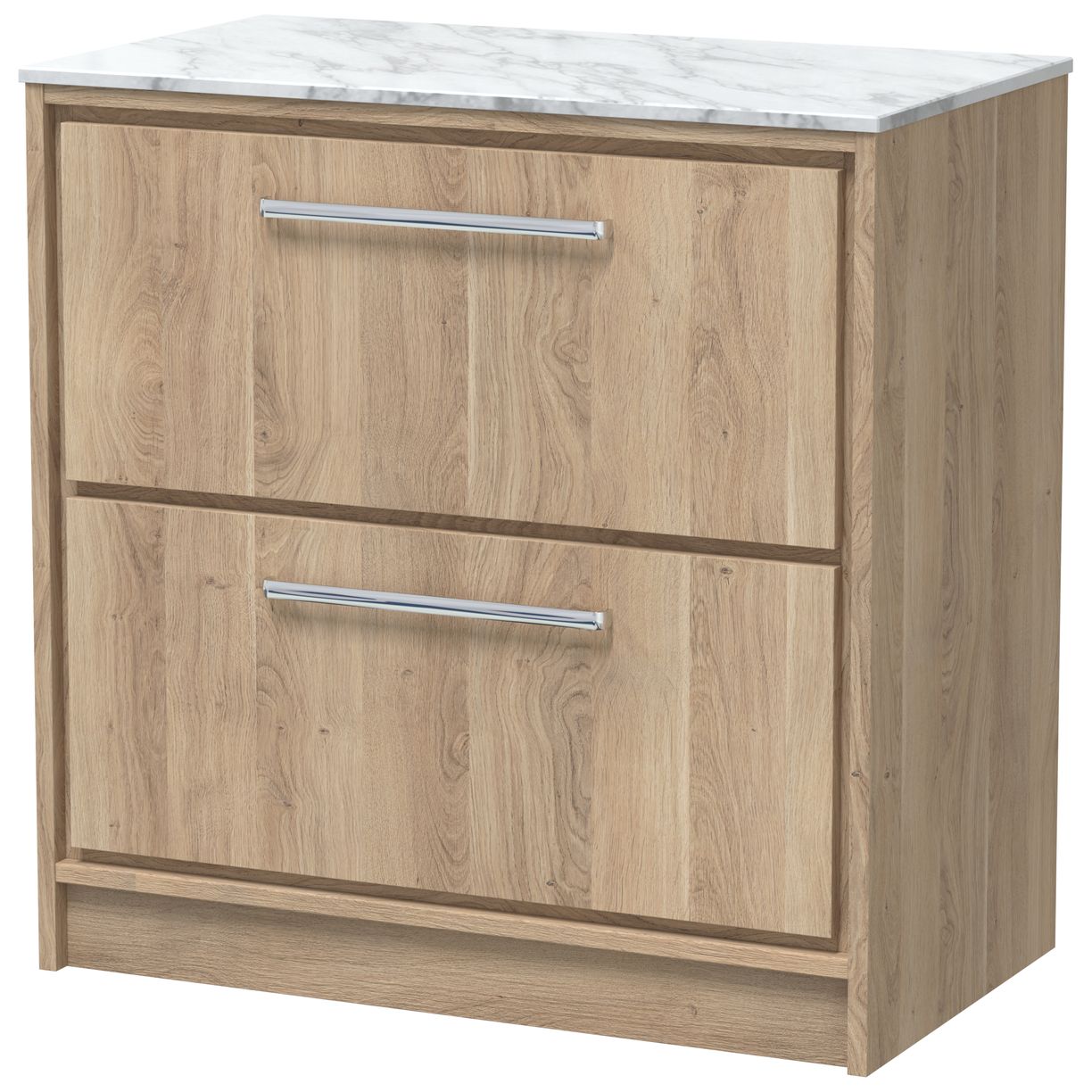 800 FS 2-Drawer Unit & Marble Worktop - Bleached Oak
