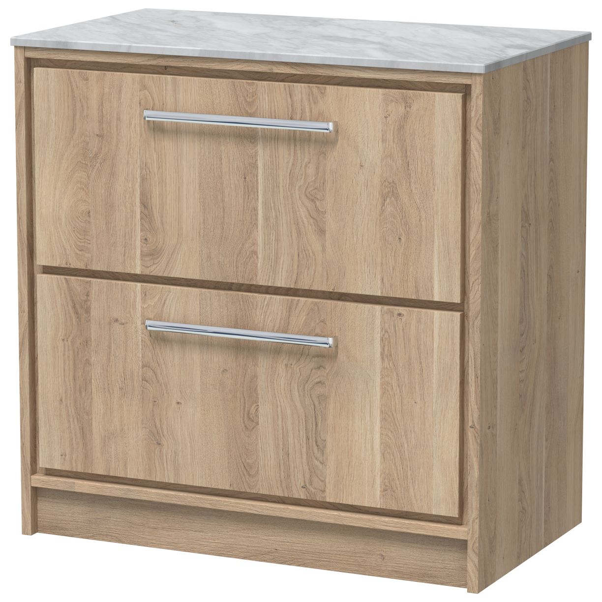 800 FS 2-Drawer Unit & Marble Worktop - Bleached Oak