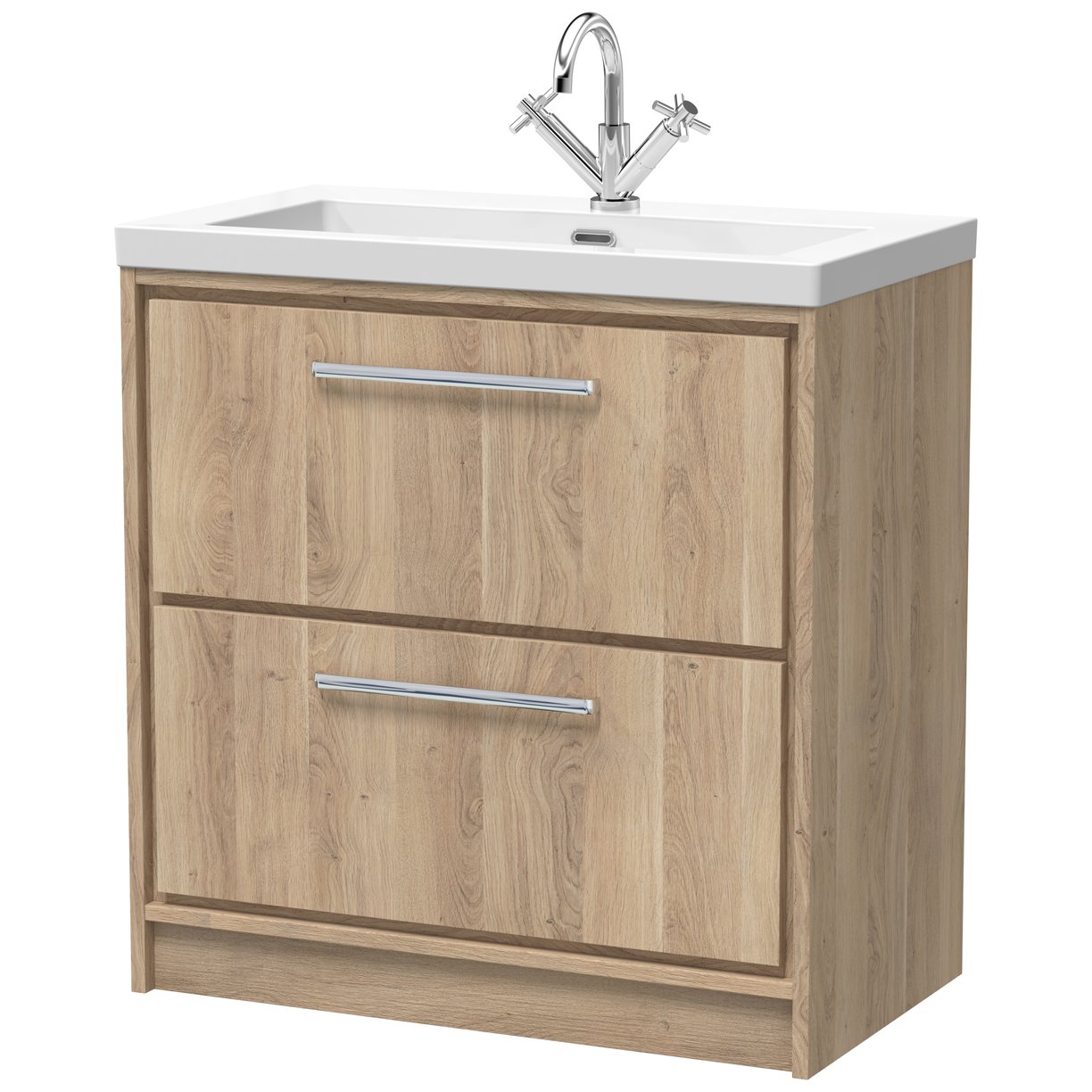 800 FS 2-Drawer Unit & Basin 1TH - Bleached Oak