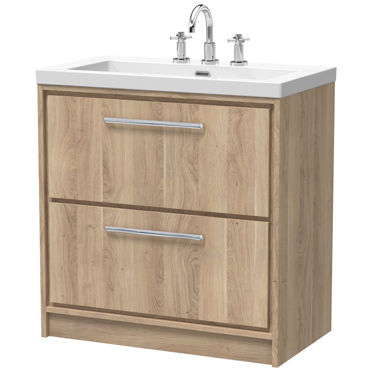 800 FS 2-Drawer Unit & Basin 3TH - Bleached Oak