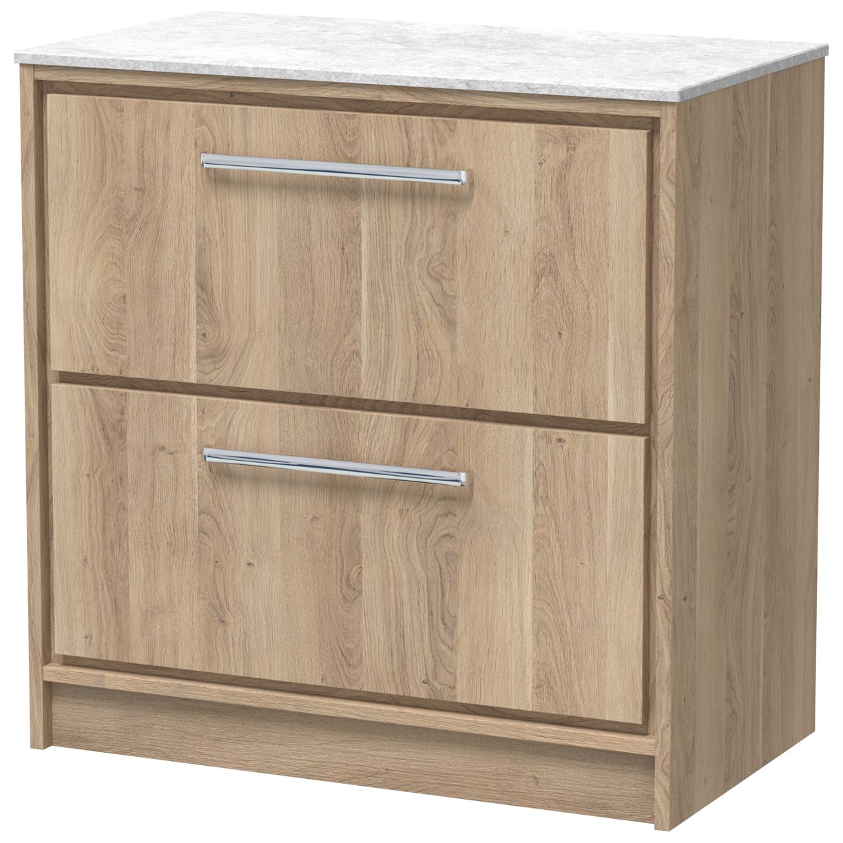 800 FS 2-Drawer Unit & Marble Worktop - Bleached Oak