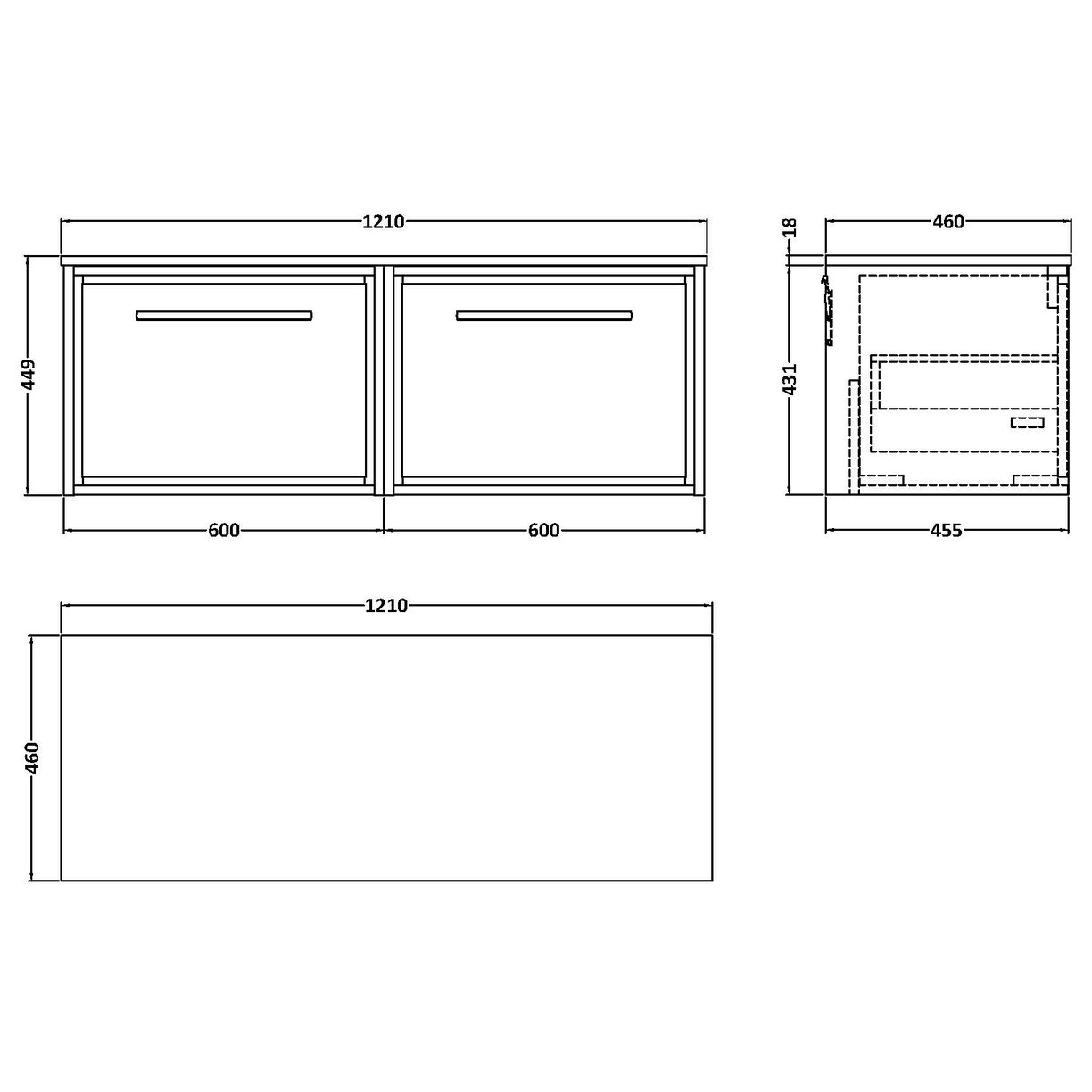 1200 WH 2-Drawer Unit & Marble Top - Fern Green