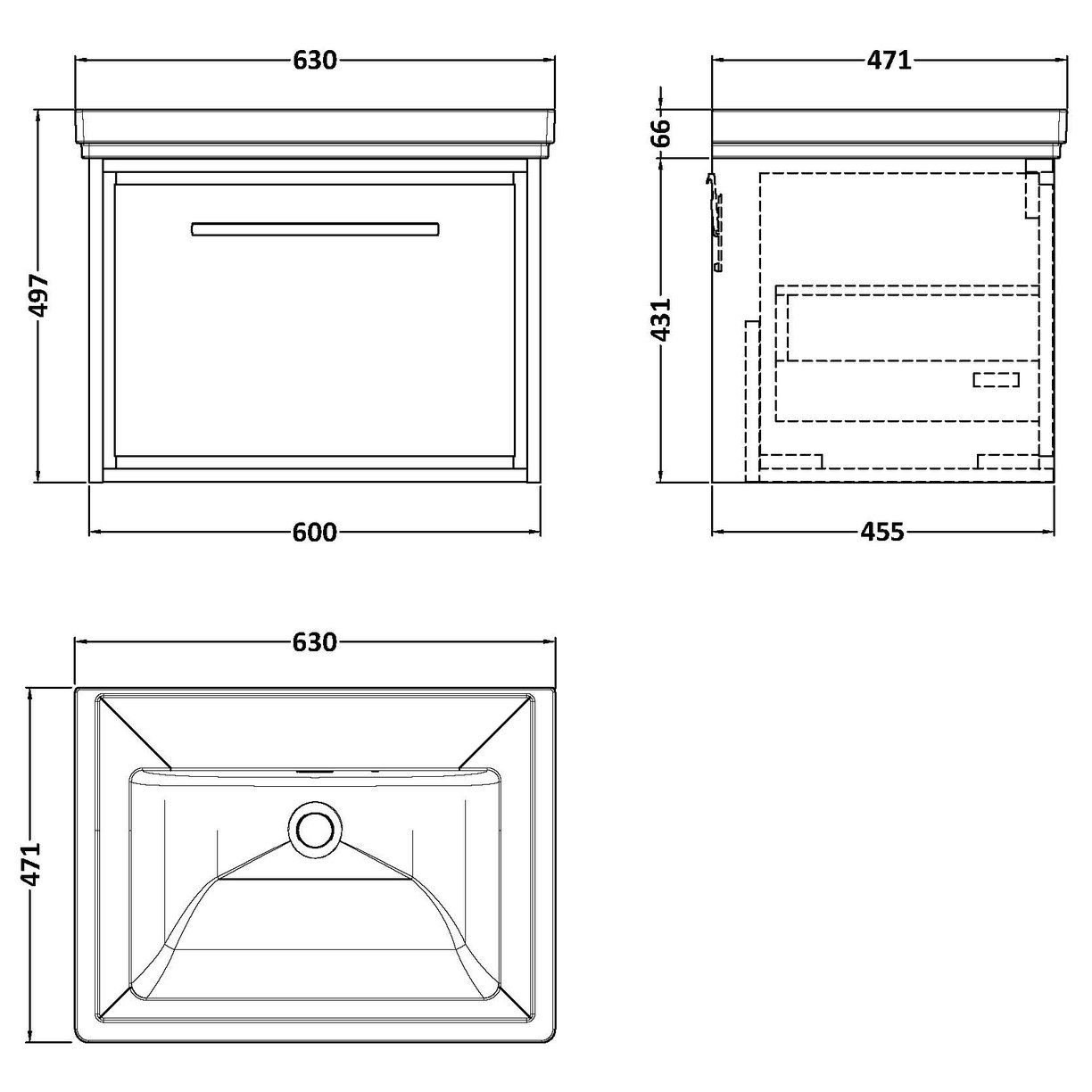 600 WH 1-Drawer Unit Classique Basin 0TH - Fern Green