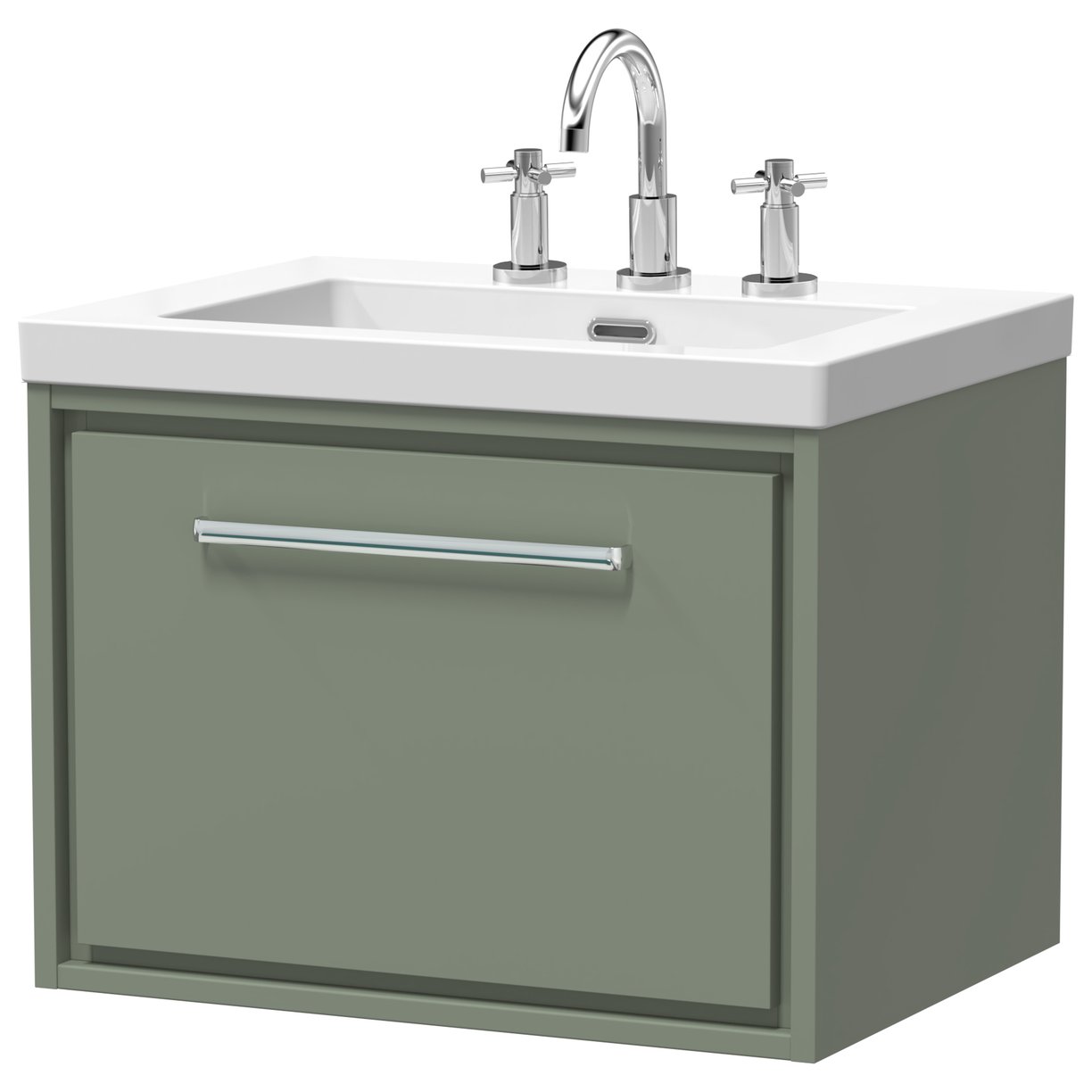 600 WH 1-Drawer Unit Contemp Basin 3TH - Fern Green