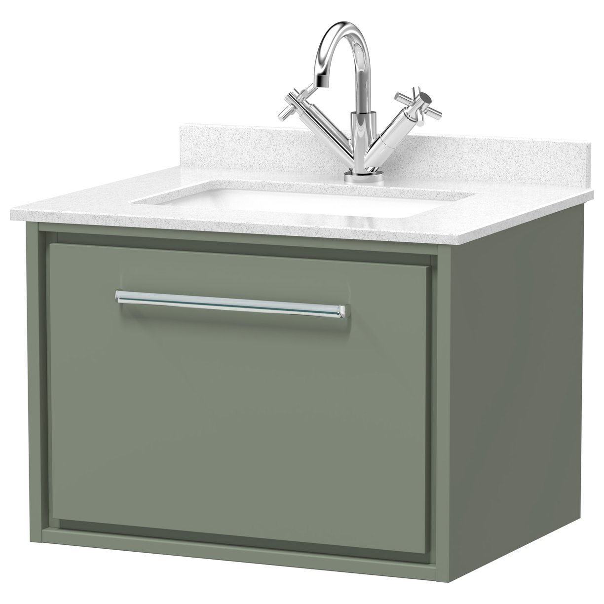 600 WH 1-Drawer Unit & Marble Basin 1TH - Fern Green