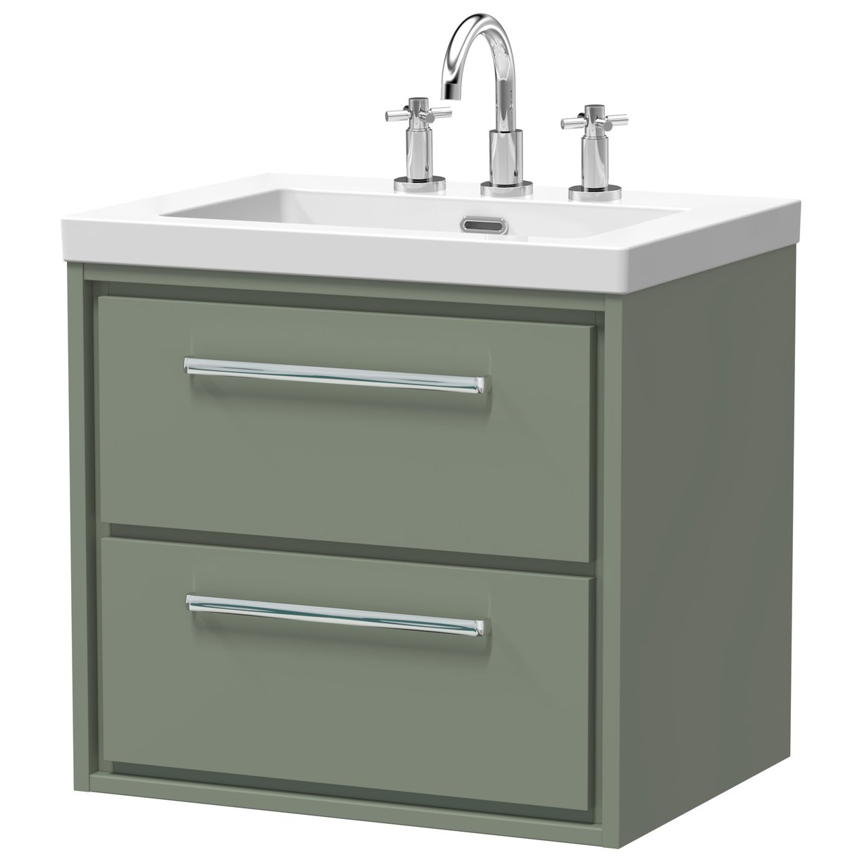 600 WH 2-Drawer Unit Contemp Basin 3TH - Fern Green