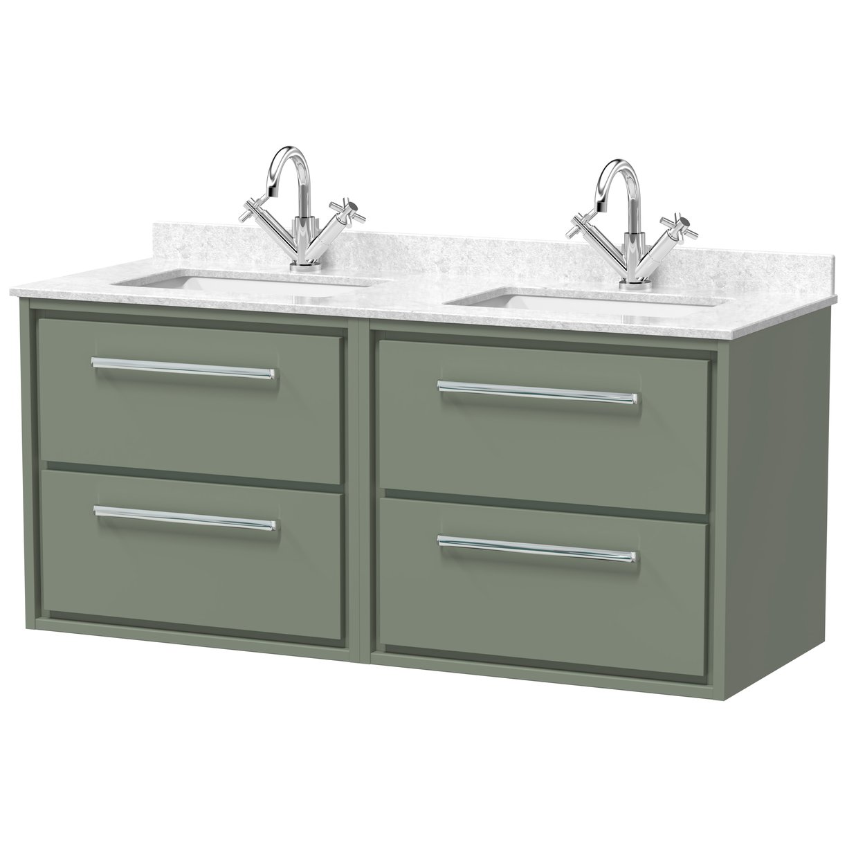 1200 WH 4-Drwr Unit Twn Marble Basin 1TH - Fern Green