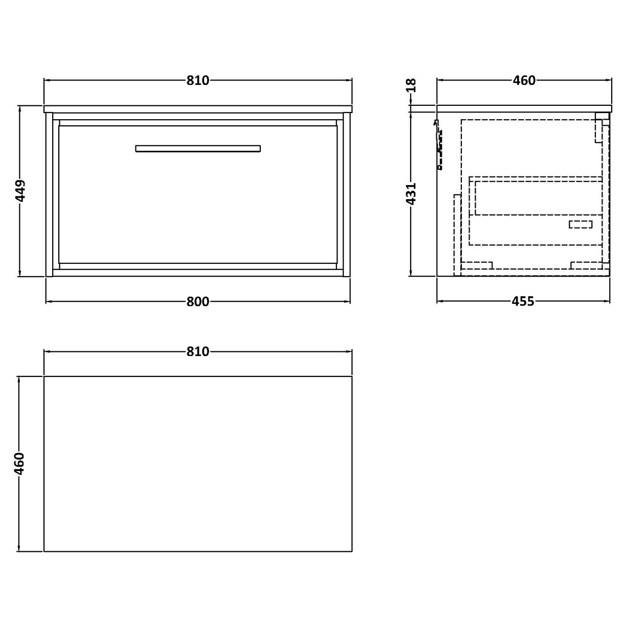 800 WH 1-Drawer Unit & Marble Top - Fern Green