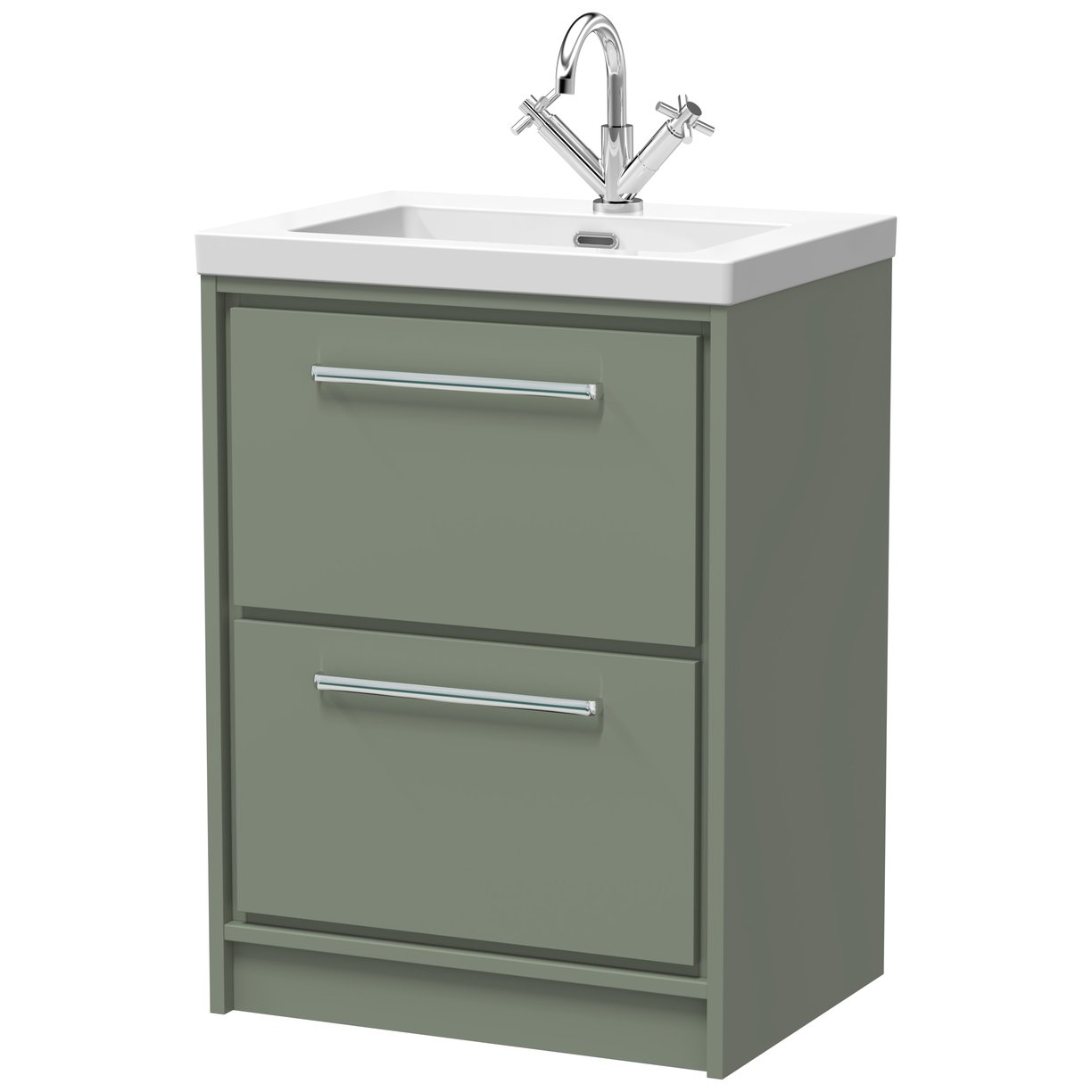 600 FS 2-Drawer Unit Contemp Basin 1TH - Fern Green