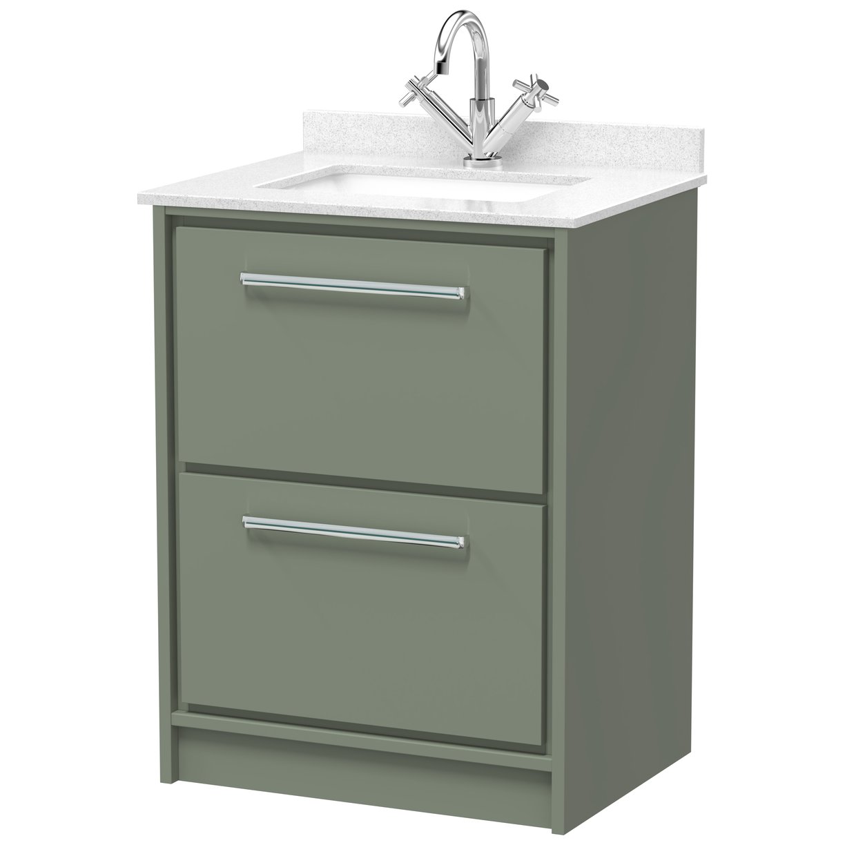 600 FS 2-Drawer Unit & Marble Basin 1TH - Fern Green