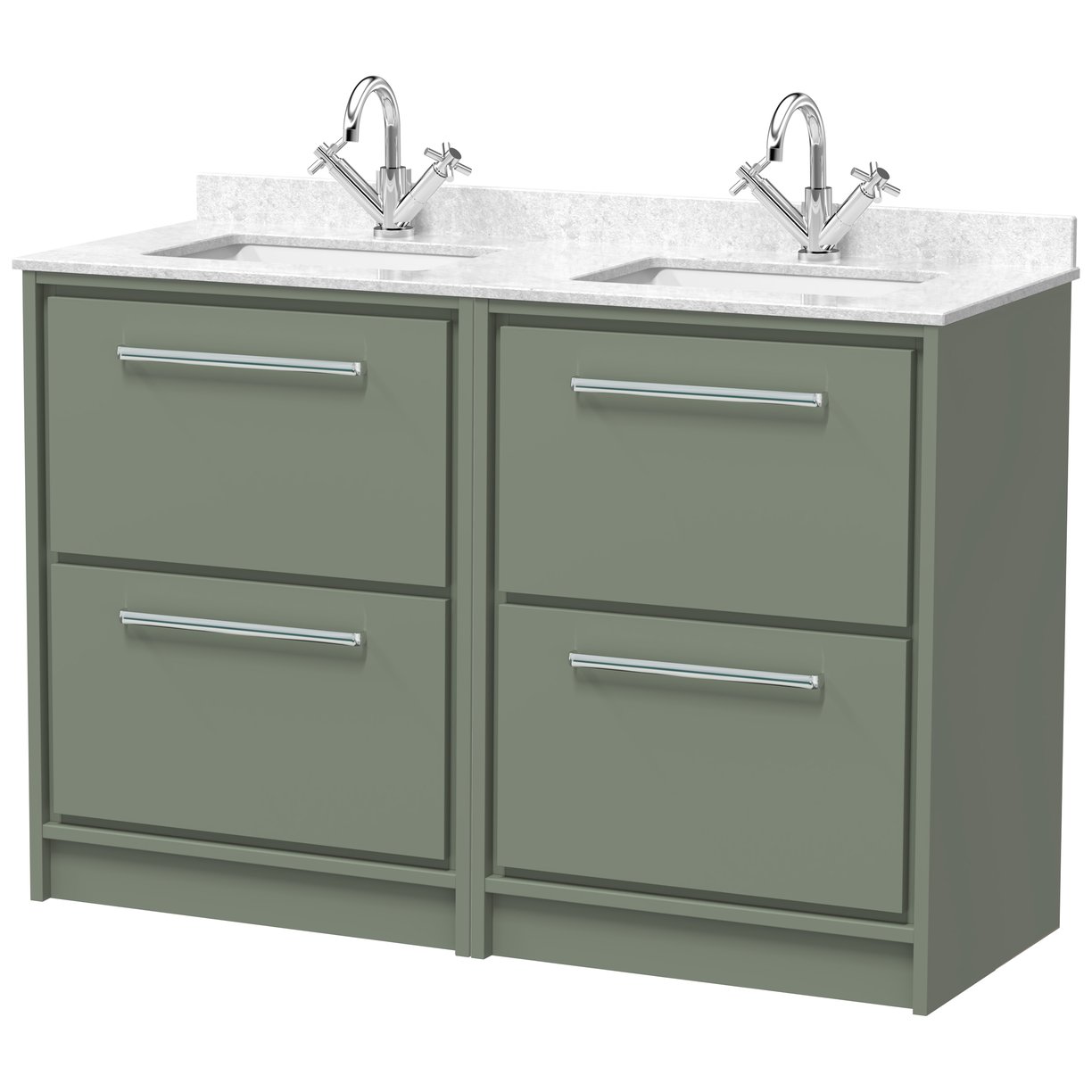 1200 FS 4-Drawer Unit Twn Marble Basin 1TH - Fern Green