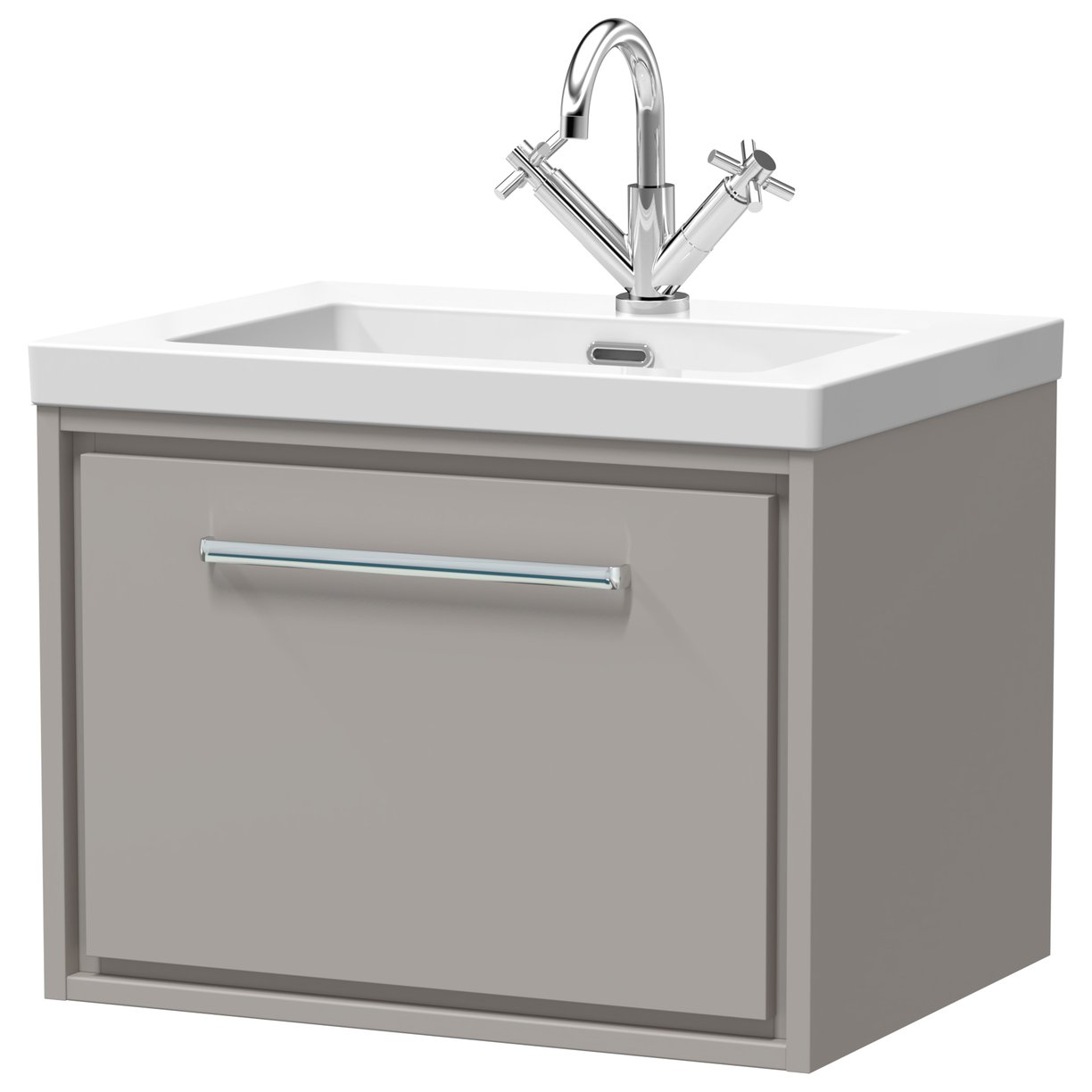 600 WH 1-Drawer Unit Contemp Basin 1TH - Pebble Grey