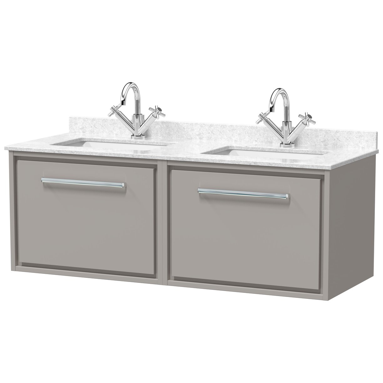1200 WH 2-Drwr Unit Twn Marble Basin 1TH - Pebble Grey