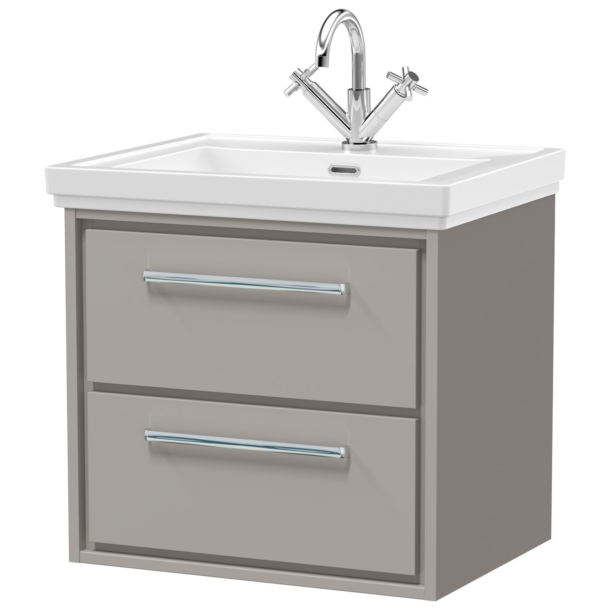 600 WH 2-Drawer Unit Classique Basin 1TH - Pebble Grey