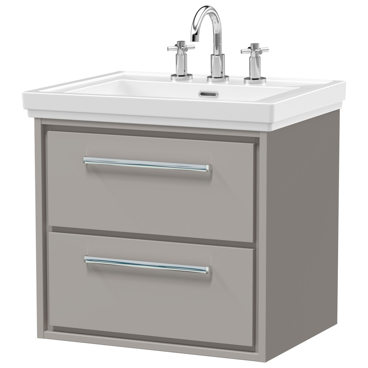600 WH 2-Drawer Unit Classique Basin 1TH - Pebble Grey