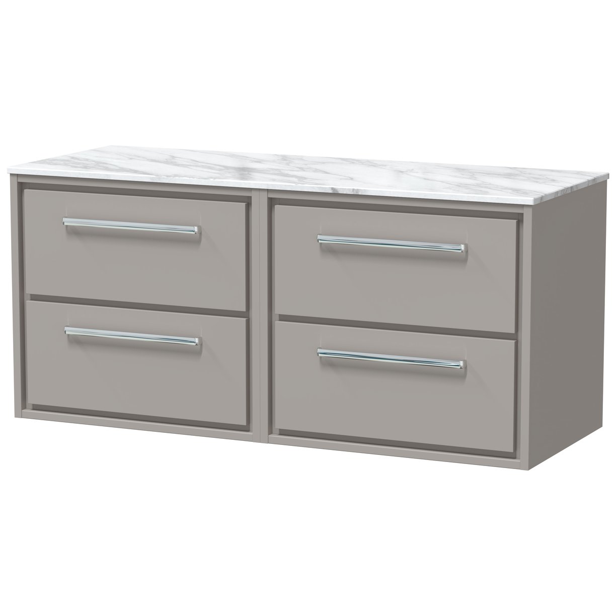 1200 WH 4-Drawer Unit & Marble Top - Pebble Grey