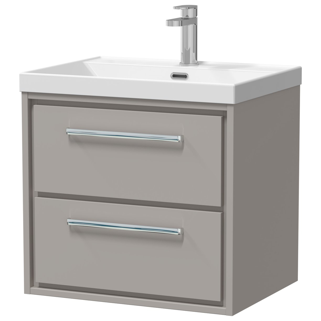 600 WH 2-Drawer Unit Thin Edge Basin 1TH - Pebble Grey