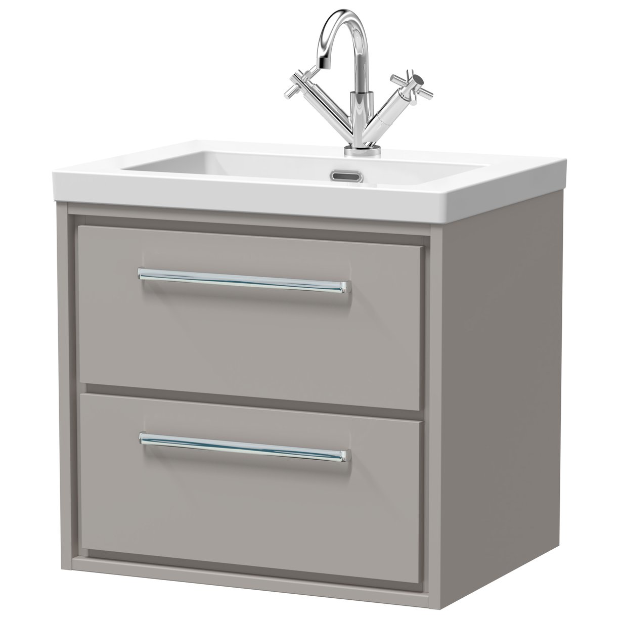 600 WH 2-Drawer Unit Contemp Basin 1TH - Pebble Grey
