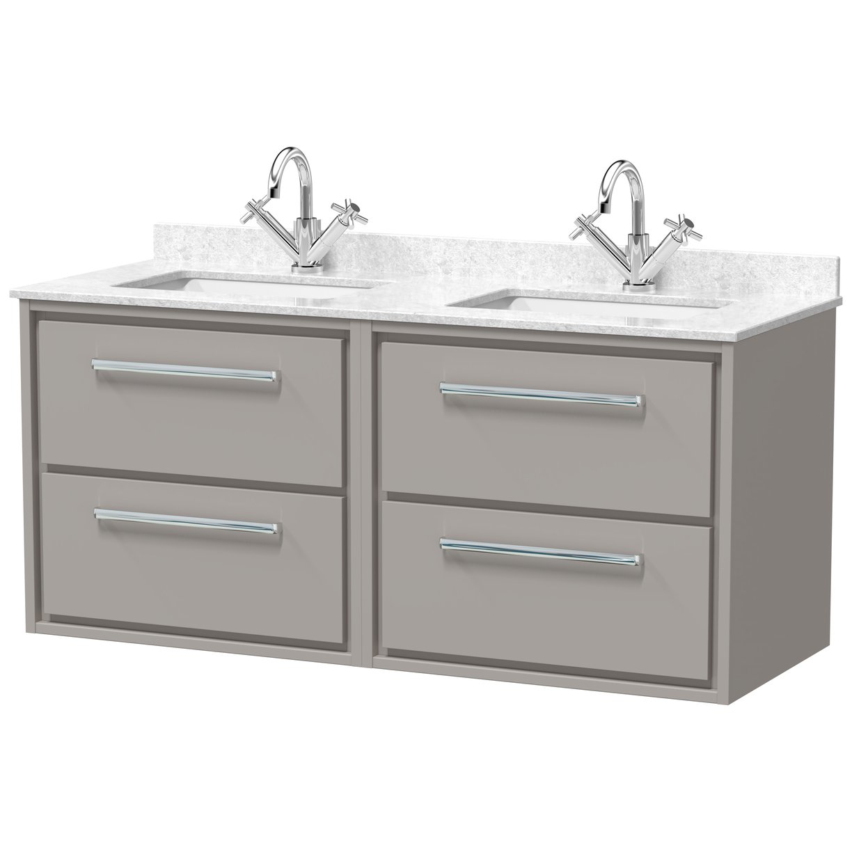 1200 WH 4-Drwr Unit Twn Marble Basin 1TH - Pebble Grey